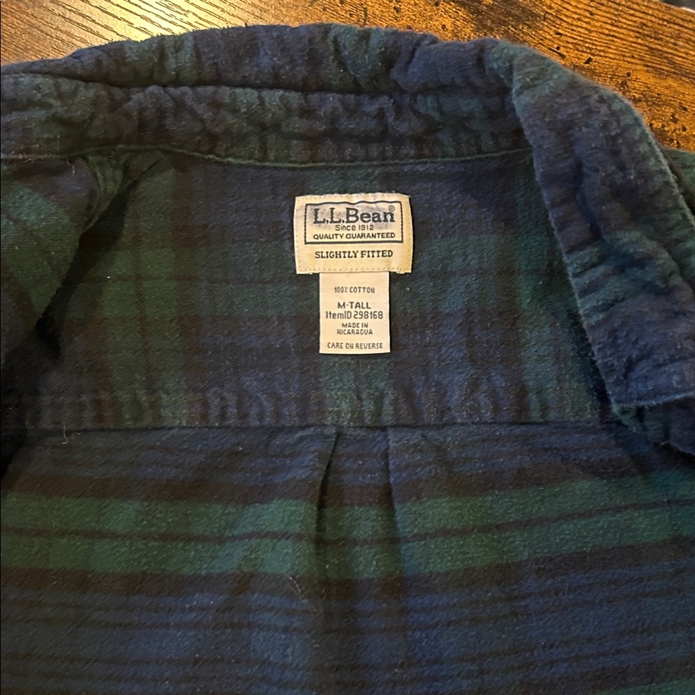 Vintage L.L. Bean Blue and Green Flannel Shirt